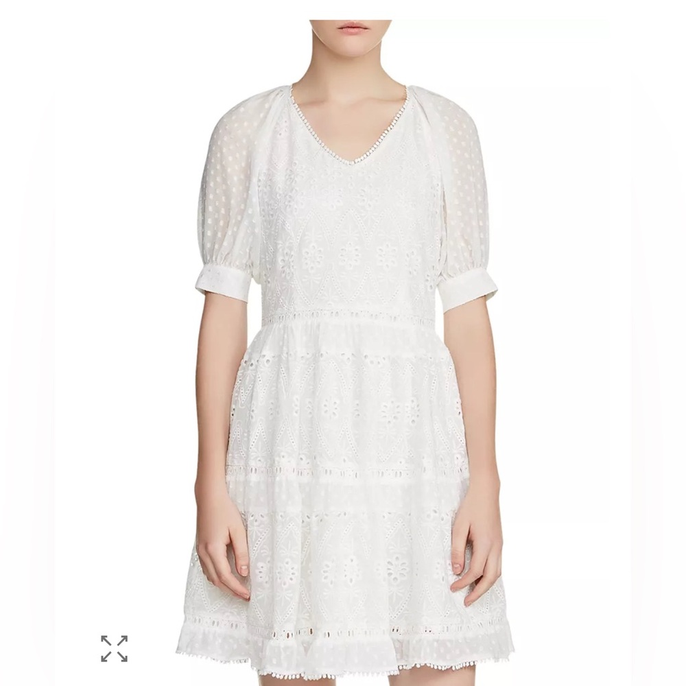 Maje Revery Broderie Anglaise & Swiss Dot White‎ Dress